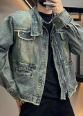 ZOHI EDITION # 2507 Loose Fit Denim Jacket For Men Blue With Zipper