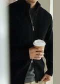 ZOHI EDITION # 2508 Mens Zip Up Cotton Knit Coat With Stand Collar