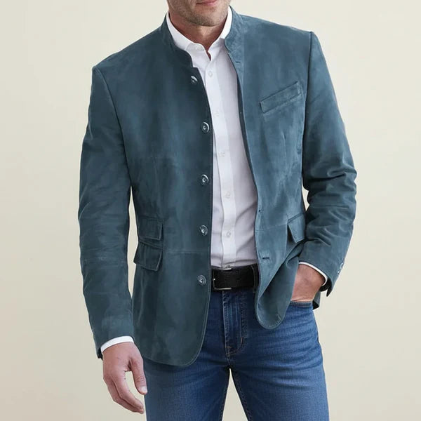 ZOHI EDITION # 2505 Mens Mandarin Collar Blazer Jacket Modern Single Breasted Style